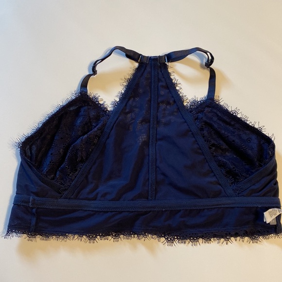 XL navy Aerie Racerback Bralette, Eyelash Lace Bra Adjustable Straps EUC 1X blue - Picture 13 of 14